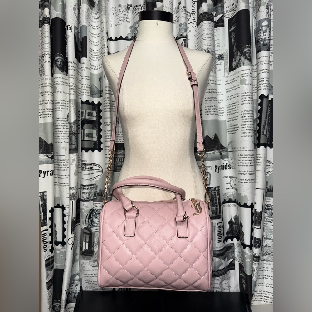 NWT Juicy Couture "Juicy Girl Only Satchel" Dusty Blush Pink Color Quilted Bag - Picture 4 of 13